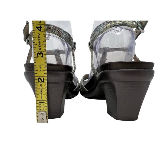 Abeo Biosystem Georgie Snakeskin T-Strap Heeled Comfort Sandals Neutral 9 - Picture 8 of 10